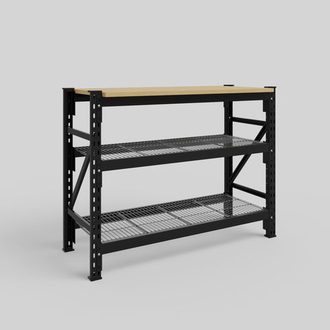 Longspan Work Bench - Steel Mesh Shelves