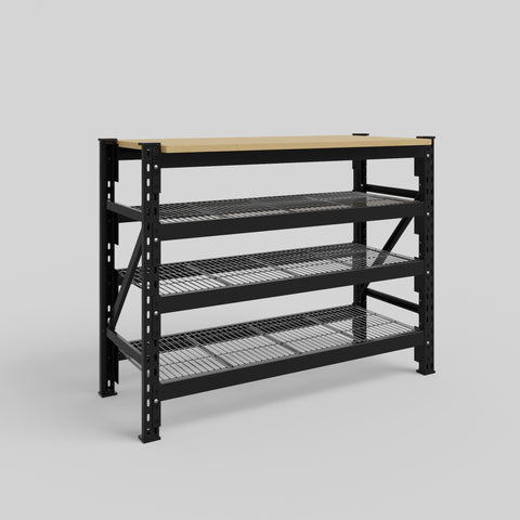 Longspan Work Bench - Steel Mesh Shelves