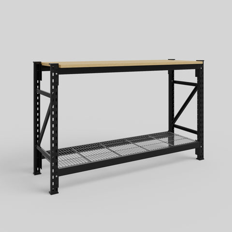 Longspan Work Bench - Steel Mesh Shelves