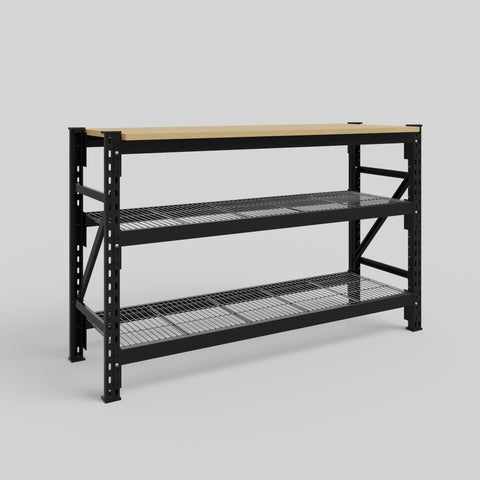 Longspan Work Bench - Steel Mesh Shelves