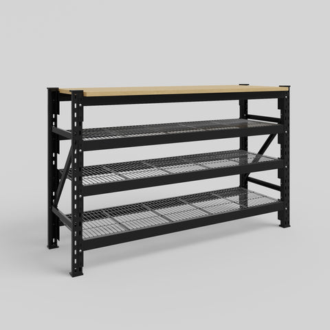 Longspan Work Bench - Steel Mesh Shelves