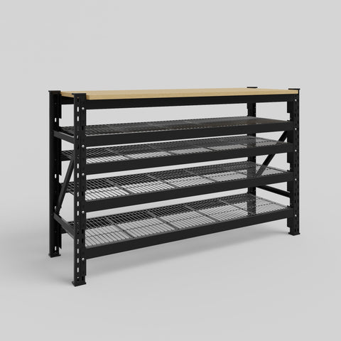 Longspan Work Bench - Steel Mesh Shelves