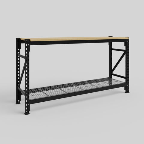 Longspan Work Bench - Steel Mesh Shelves