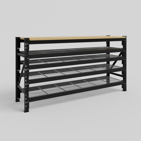 Longspan Work Bench - Steel Mesh Shelves