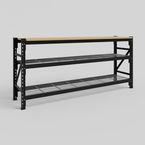 Longspan Work Bench - Steel Mesh Shelves