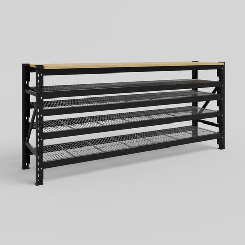 Longspan Work Bench - Steel Mesh Shelves