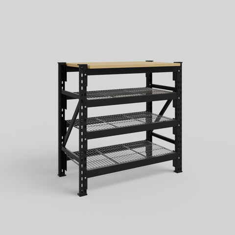 Longspan Work Bench - Steel Mesh Shelves