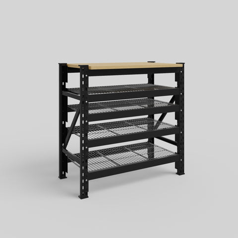 Longspan Work Bench - Steel Mesh Shelves