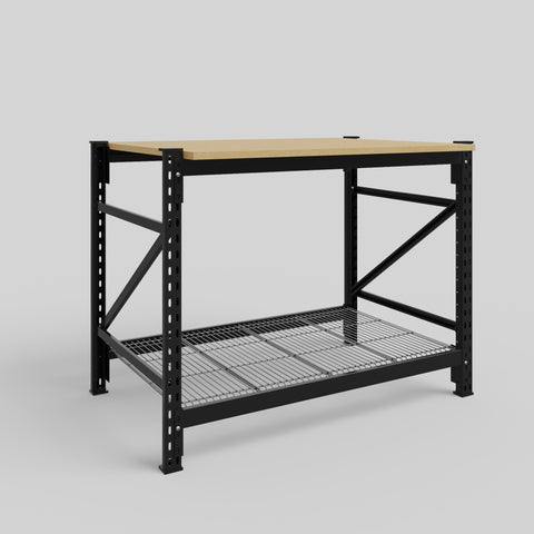Longspan Work Bench - Steel Mesh Shelves