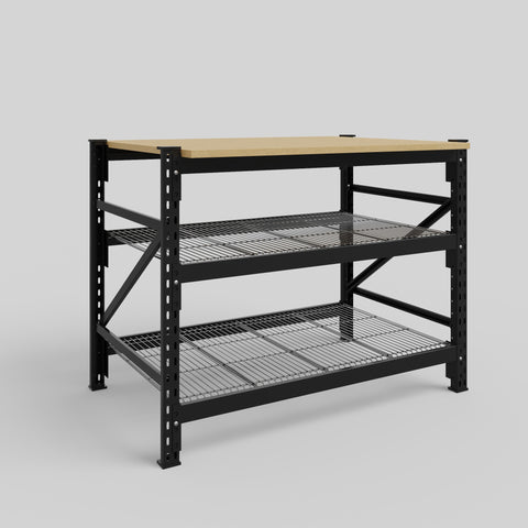 Longspan Work Bench - Steel Mesh Shelves