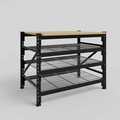 Longspan Work Bench - Steel Mesh Shelves