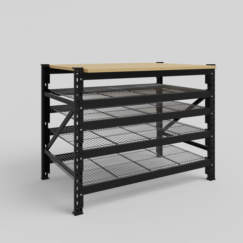 Longspan Work Bench - Steel Mesh Shelves