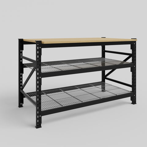 Longspan Work Bench - Steel Mesh Shelves