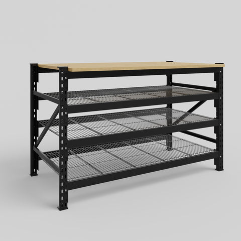 Longspan Work Bench - Steel Mesh Shelves