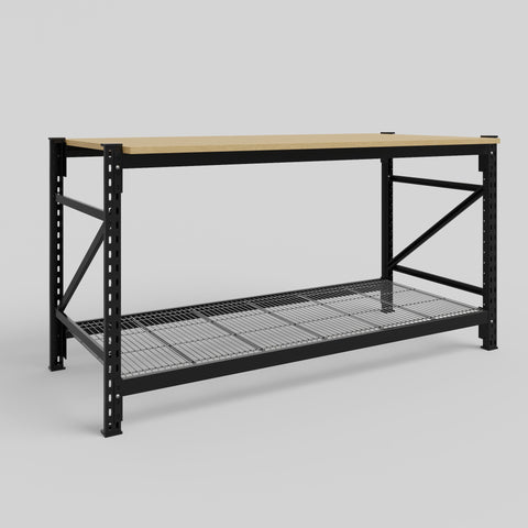 Longspan Work Bench - Steel Mesh Shelves