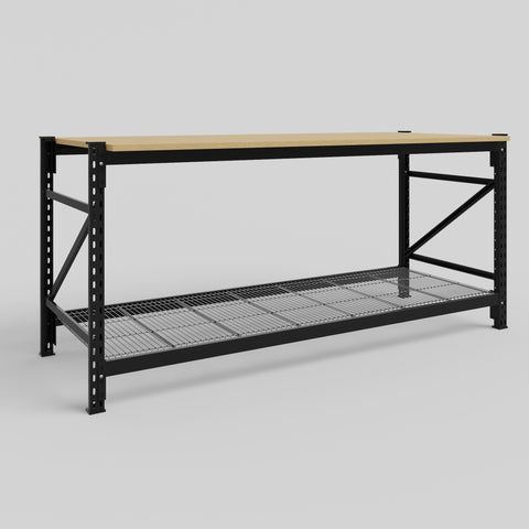 Longspan Work Bench - Steel Mesh Shelves