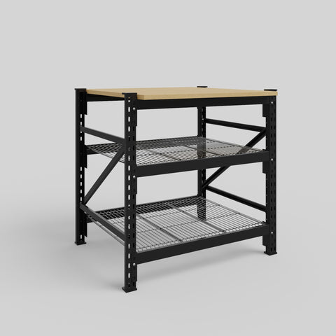 Longspan Work Bench - Steel Mesh Shelves