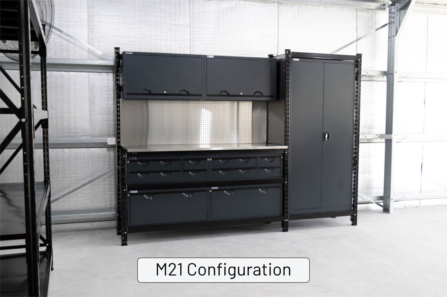 M22-3C Modular Work Bench with Overheads - H3100mm x W3780mm | MDF WBT ...