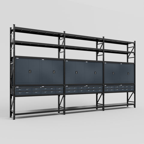 C222 Modular Cabinet System with Shelves - H3100mm x W5640mm