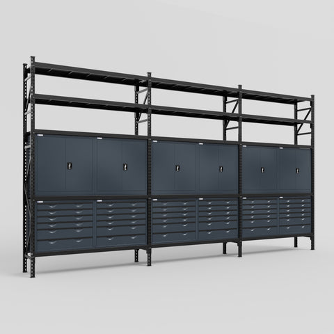 C222 Modular Cabinet System with Shelves - H3100mm x W5640mm