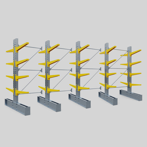 Stock Runout - 4 x Cantilever Rack Bays - Double Sided - Heavy Duty - Powder Coated - Height 3048mm