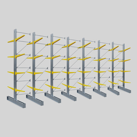 Stock Runout - 7 x Cantilever Rack Bays - Double Sided - Heavy Duty - Powder Coated - Height 5791mm