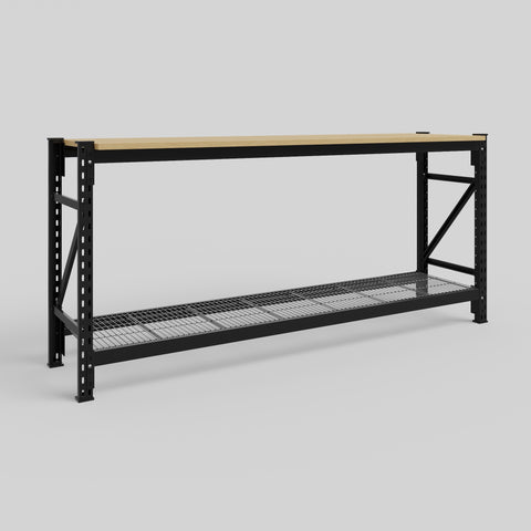 Longspan Work Bench - Steel Mesh Shelves