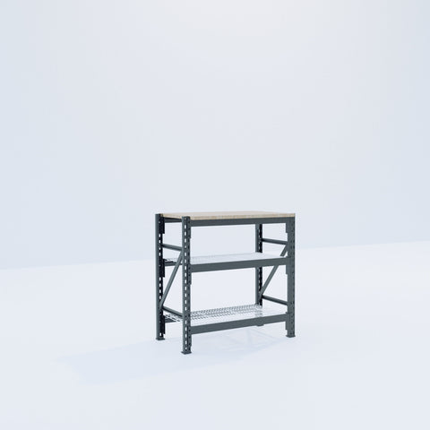 Longspan Work Bench - Steel Mesh Shelves