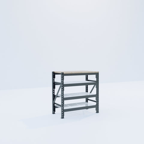 Longspan Work Bench - Steel Mesh Shelves