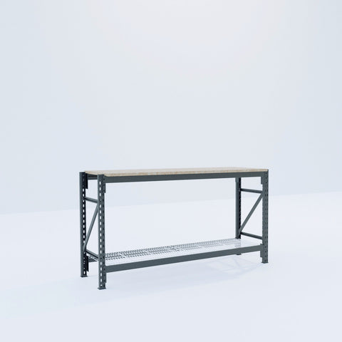 Longspan Work Bench - Steel Mesh Shelves