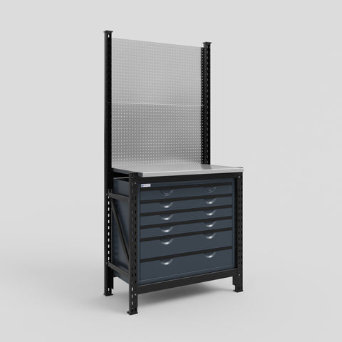M1 Modular Work Bench - H2100mm x W1020mm | Stainless WBT | Dark Grey