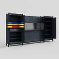 M121 Modular Work Bench - H2100mm x W3840mm | Laminate WBT | Dark Grey