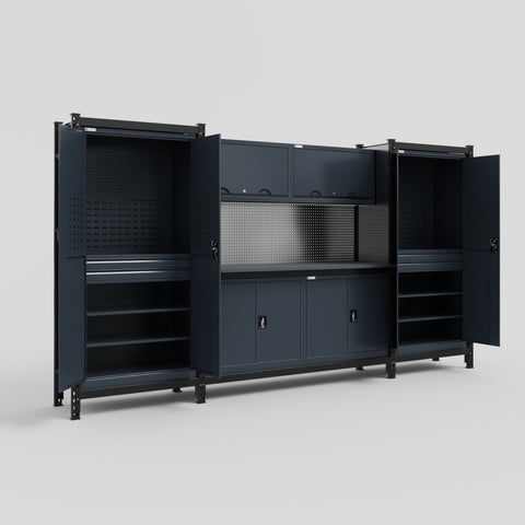 M121 Modular Work Bench - H2100mm x W3840mm | Laminate WBT | Dark Grey