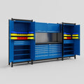 M121 Modular Work Bench - H2100mm x W3840mm | Laminate WBT | Blue