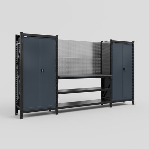 M121 Modular Work Bench - H2100mm x W3840mm | Laminate WBT | Dark Grey