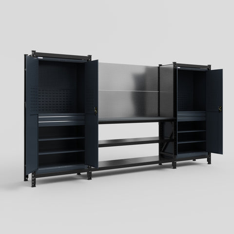 M121 Modular Work Bench - H2100mm x W3840mm | Laminate WBT | Dark Grey
