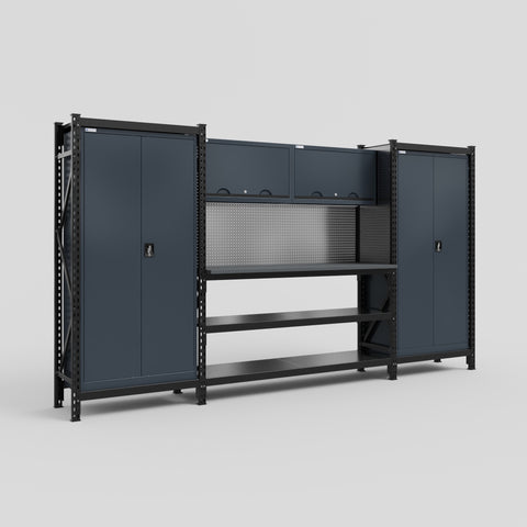 M121 Modular Work Bench - H2100mm x W3840mm | Laminate WBT | Dark Grey