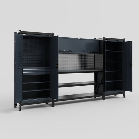 M121 Modular Work Bench - H2100mm x W3840mm | Laminate WBT | Dark Grey