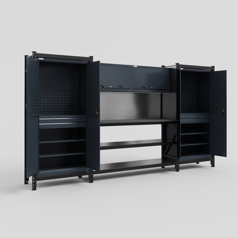 M121 Modular Work Bench - H2100mm x W3840mm | Laminate WBT | Dark Grey
