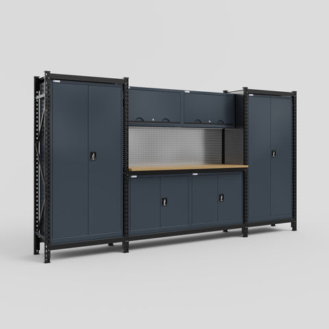 M121 Modular Work Bench - H2100mm x W3840mm | MDF WBT | Dark Grey