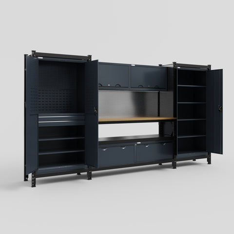 M121 Modular Work Bench - H2100mm x W3840mm | MDF WBT | Dark Grey