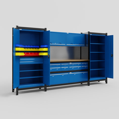 M121 Modular Work Bench - H2100mm x W3840mm | MDF WBT | Blue