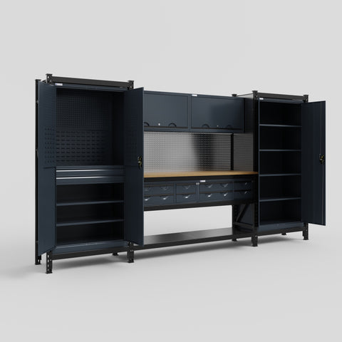 M121 Modular Work Bench - H2100mm x W3840mm | MDF WBT | Dark Grey