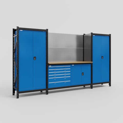 M121-2 Modular Work Bench - H2100mm x W3840mm | MDF WBT | Blue
