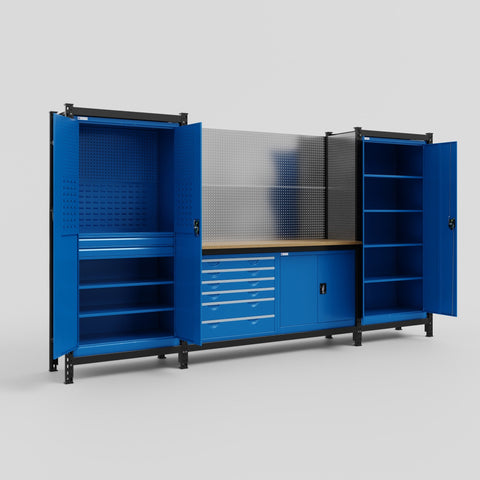 M121-2 Modular Work Bench - H2100mm x W3840mm | MDF WBT | Blue