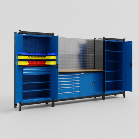 M121-2 Modular Work Bench - H2100mm x W3840mm | MDF WBT | Blue