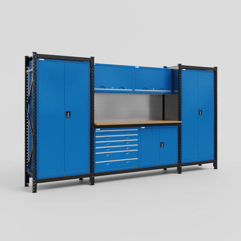 M121-2 Modular Work Bench - H2100mm x W3840mm | MDF WBT | Blue