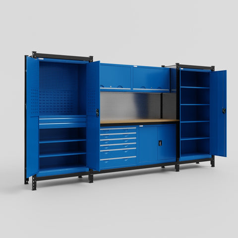 M121-2 Modular Work Bench - H2100mm x W3840mm | MDF WBT | Blue