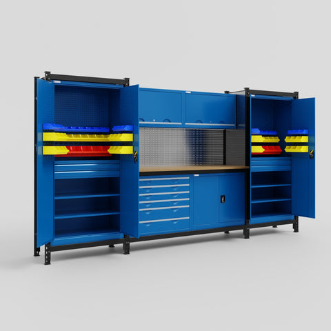 M121-2 Modular Work Bench - H2100mm x W3840mm | MDF WBT | Blue