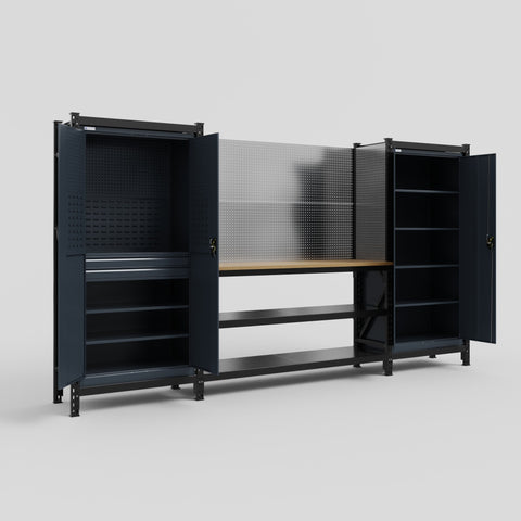 M121 Modular Work Bench - H2100mm x W3840mm | MDF WBT | Dark Grey